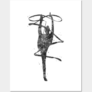 Rhythmic gymnastics black and white Posters and Art